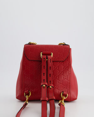 Gucci Guccissima GG Padlock Small Backpack Bag in Red Leather