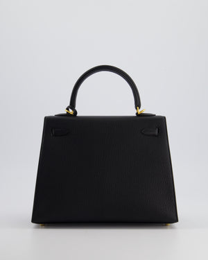 *SUPER RARE* Hermès HSS Kelly Replica Jewelry
 Verso 25cm Bag in Black and Gris Perle Chevre Leather with Brushed Gold Hardware