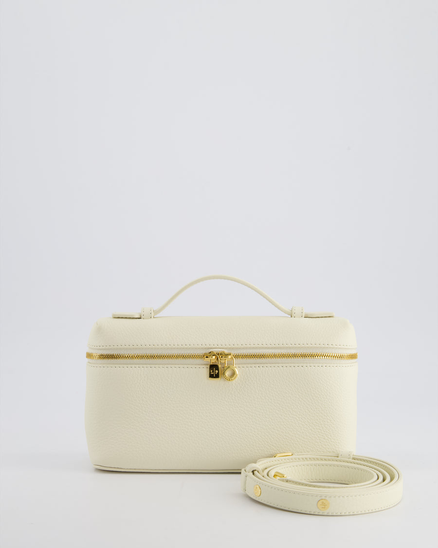 *RARE* Loro Piana White Leather Extra Pocket Pouch Bag with Gold Hardware