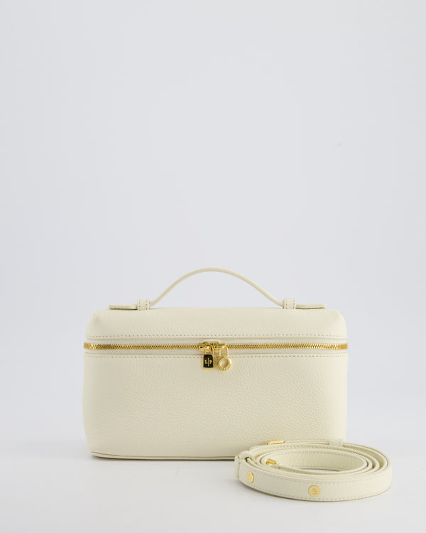 *RARE* Loro Piana White Leather Extra Pocket Pouch Bag with Gold Hardware