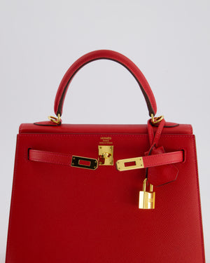 Hermès Kelly 25cm Replica Jewelry
 Bag in Rouge Tomate Epsom Leather and Gold Hardware