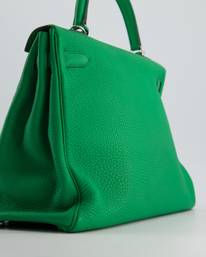 Hermès Kelly 35cm Retourne Bag in Green Bamboo Togo Leather with Palladium Hardware