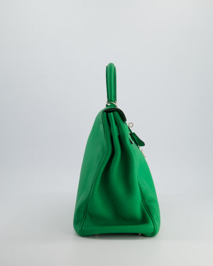 Hermès Kelly 35cm Retourne Bag in Green Bamboo Togo Leather with Palladium Hardware