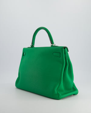 Hermès Kelly 35cm Retourne Bag in Green Bamboo Togo Leather with Palladium Hardware