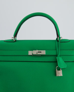 Hermès Kelly 35cm Retourne Bag in Green Bamboo Togo Leather with Palladium Hardware