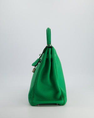 Hermès Kelly 35cm Retourne Bag in Green Bamboo Togo Leather with Palladium Hardware