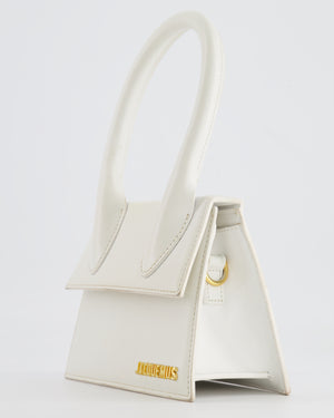 Jacquemus White Medium Chiquito Top Handle Bag with Gold Logo Detail RRP £680