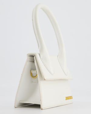 Jacquemus White Medium Chiquito Top Handle Bag with Gold Logo Detail RRP £680