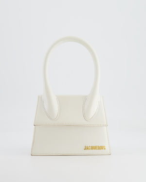 Jacquemus White Medium Chiquito Top Handle Bag with Gold Logo Detail RRP £680