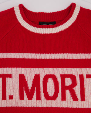 Izaak Azanei Red and White St Moritz Wool Jumper Size S (UK 8)