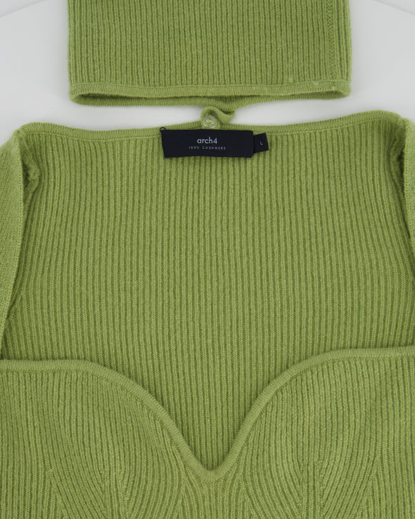 Arch4 Green Cashmere Jumper with Detachable Neck Scarf Size L (UK 14)