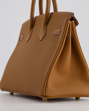 *HOT* Hermès Birkin 25cm Retourne Bag in Gold Togo Leather with Gold Hardware