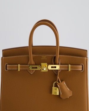 *HOT* Hermès Birkin 25cm Retourne Bag in Gold Togo Leather with Gold Hardware