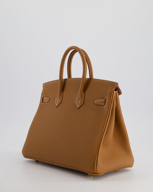 *HOT* Hermès Birkin 25cm Retourne Bag in Gold Togo Leather with Gold Hardware