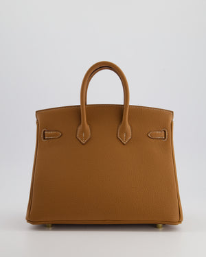 *HOT* Hermès Birkin 25cm Retourne Bag in Gold Togo Leather with Gold Hardware