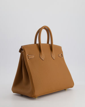 *HOT* Hermès Birkin 25cm Retourne Bag in Gold Togo Leather with Gold Hardware