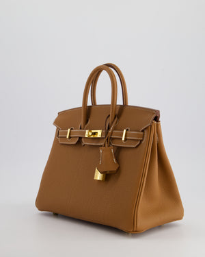 *HOT* Hermès Birkin 25cm Retourne Bag in Gold Togo Leather with Gold Hardware