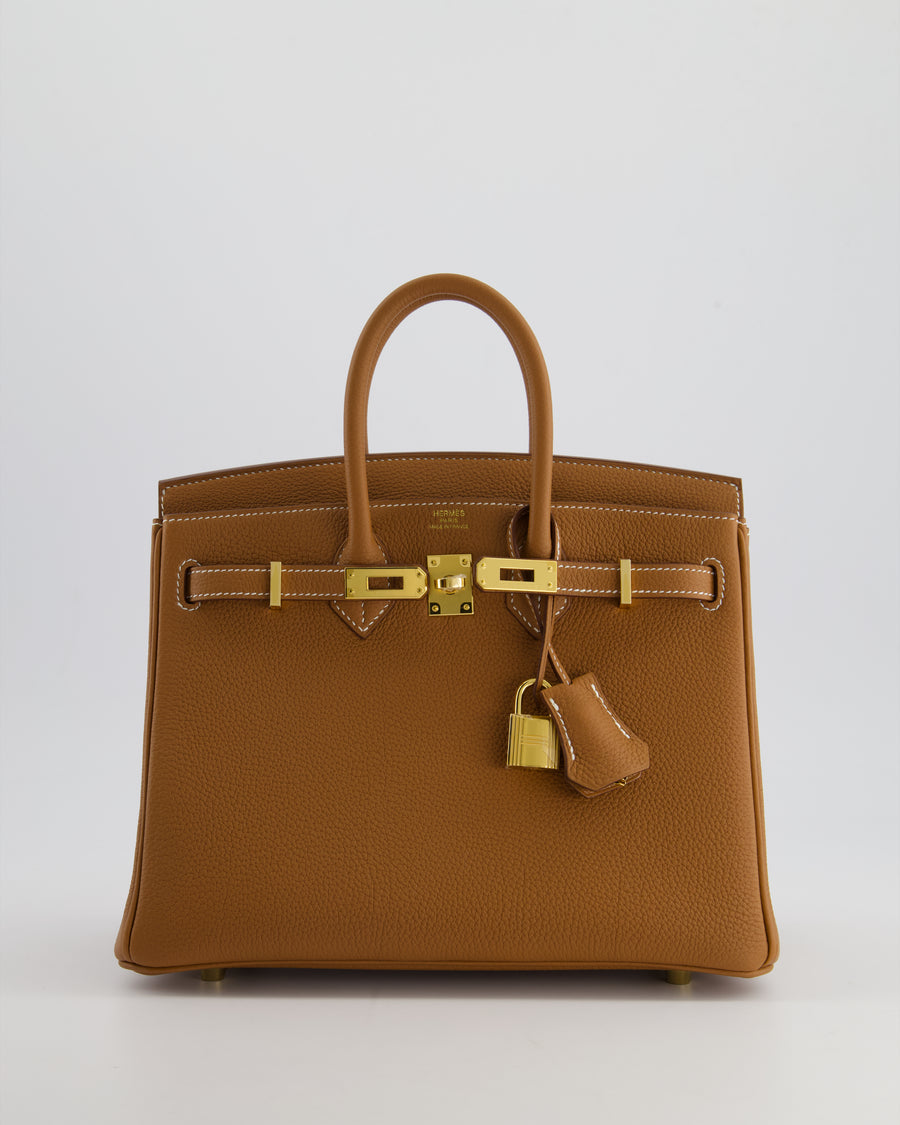 *HOT* Hermès Birkin 25cm Retourne Bag in Gold Togo Leather with Gold Hardware