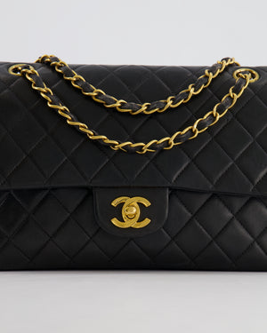 *FIRE PRICE* Chanel Vintage Black Medium Classic Double Flap Bag in Lambskin Leather with 24K Gold Hardware