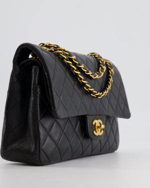 *FIRE PRICE* Chanel Vintage Black Medium Classic Double Flap Bag in Lambskin Leather with 24K Gold Hardware