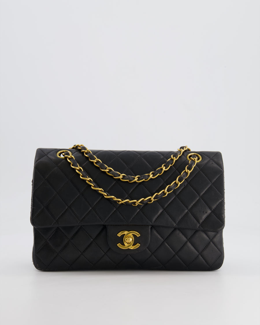 *FIRE PRICE* Chanel Vintage Black Medium Classic Double Flap Bag in Lambskin Leather with 24K Gold Hardware