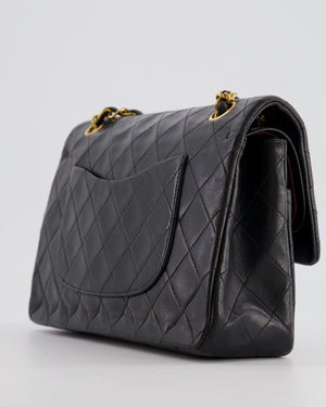 Chanel Vintage Black Medium Classic Double Flap Bag in Lambskin Leather with 24K Gold Hardware