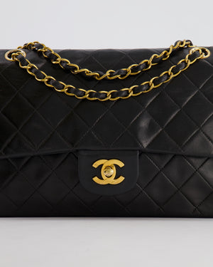 Chanel Vintage Black Medium Classic Double Flap Bag in Lambskin Leather with 24K Gold Hardware