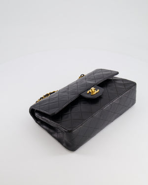 Chanel Vintage Black Medium Classic Double Flap Bag in Lambskin Leather with 24K Gold Hardware