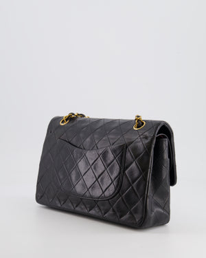 Chanel Vintage Black Medium Classic Double Flap Bag in Lambskin Leather with 24K Gold Hardware