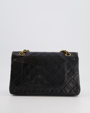 Chanel Vintage Black Medium Classic Double Flap Bag in Lambskin Leather with 24K Gold Hardware