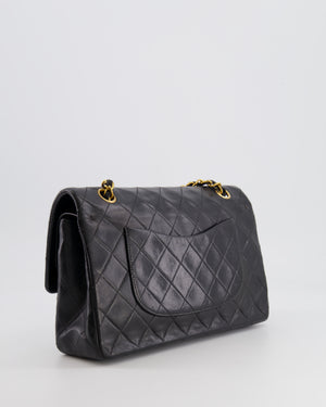 Chanel Vintage Black Medium Classic Double Flap Bag in Lambskin Leather with 24K Gold Hardware