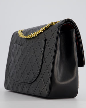 Chanel Black Vintage Medium Lambskin Classic Flap with Stitched Edge and 24K Gold Hardware