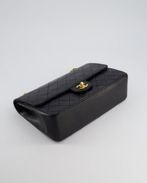 Chanel Black Vintage Medium Lambskin Classic Flap with Stitched Edge and 24K Gold Hardware