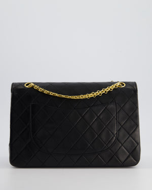 Chanel Black Vintage Medium Lambskin Classic Flap with Stitched Edge and 24K Gold Hardware