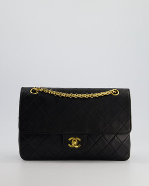 Chanel Black Vintage Medium Lambskin Classic Flap with Stitched Edge and 24K Gold Hardware