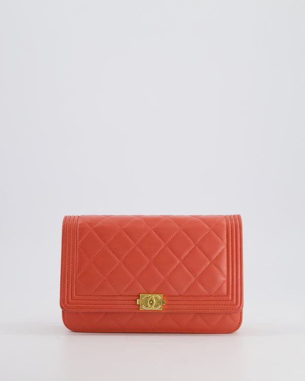 Chanel Coral Boy Wallet On Chain with Champagne Gold Hardware