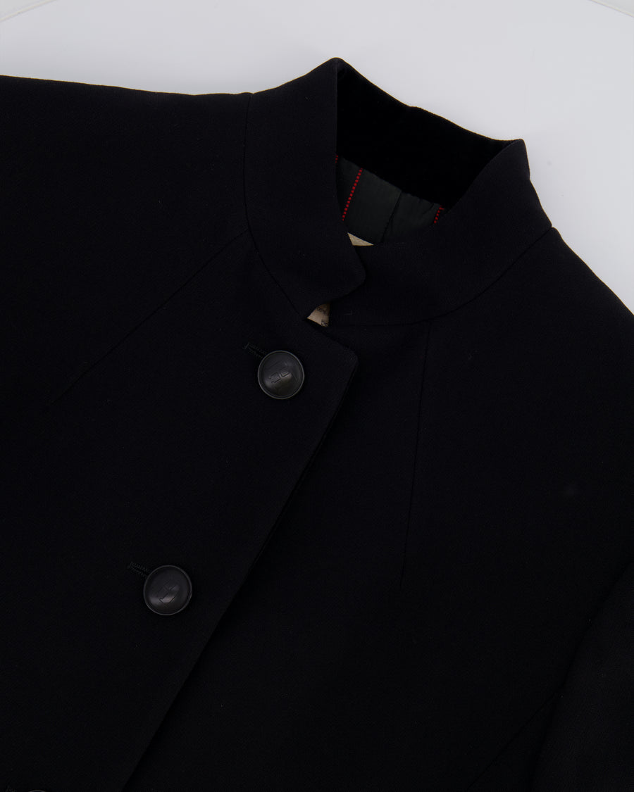 Hermes Black Blazer Jacket with Velvet Collar Detail Size FR 38 (UK 10)