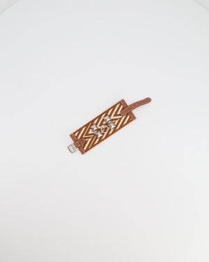 Hermès Limited Edition Gold and White ZigZag Canvas/Leather&nbsp;Bracelet Size T1 (Small)