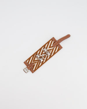 Hermès Limited Edition Gold and White ZigZag Canvas/Leather&nbsp;Bracelet Size T1 (Small)