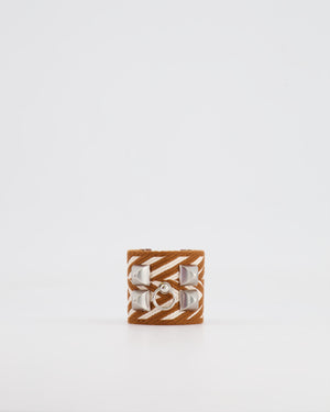 Hermès Limited Edition Gold and White ZigZag Canvas/Leather&nbsp;Bracelet Size T1 (Small)