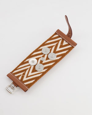 Hermès Limited Edition Gold and White ZigZag Canvas/Leather&nbsp;Bracelet Size T1 (Small)