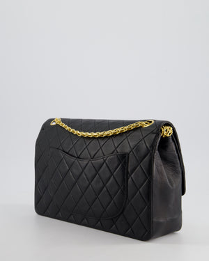 Chanel Black Vintage Medium Lambskin Classic Flap with Stitched Edge and 24K Gold Hardware