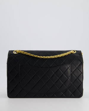 Chanel Black Vintage Medium Lambskin Classic Flap with Stitched Edge and 24K Gold Hardware