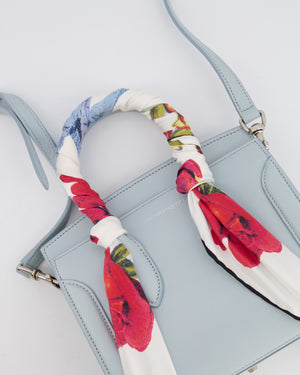 Alexander Mcqueen Pastel Blue Leather Small Heroine Bag with Floral Silk Twilly RRP £2,400