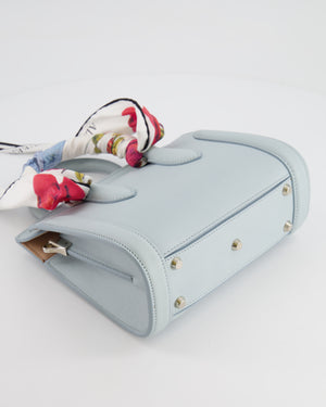 Alexander Mcqueen Pastel Blue Leather Small Heroine Bag with Floral Silk Twilly RRP £2,400