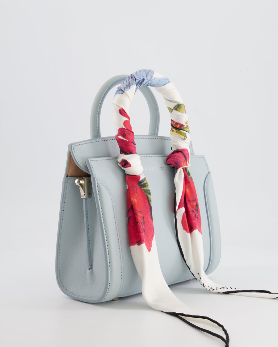 Alexander Mcqueen Pastel Blue Leather Small Heroine Bag with Floral Silk Twilly RRP £2,400