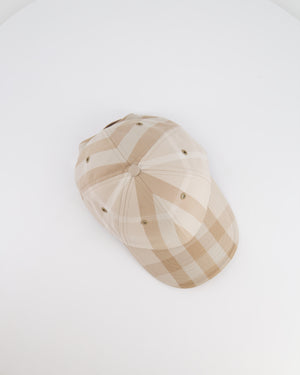 Burberry Light Beige Check Baseball Cap with Logo Detail Size M RRP £320