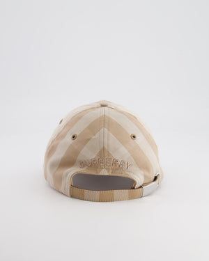 Burberry Light Beige Check Baseball Cap with Logo Detail Size M RRP £320