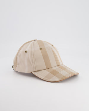 Burberry Light Beige Check Baseball Cap with Logo Detail Size M RRP £320