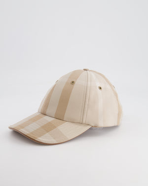 Burberry Light Beige Check Baseball Cap with Logo Detail Size M RRP £320